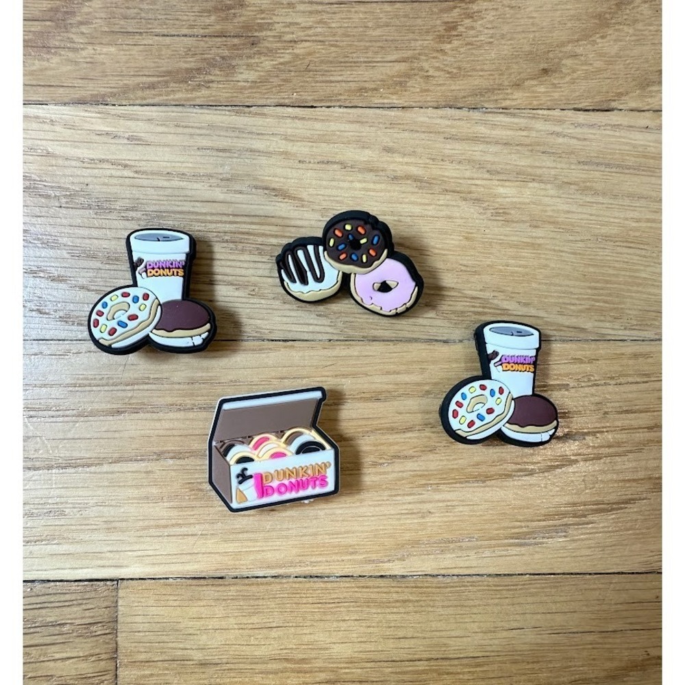 NEW Croc Shoe Dunkin Donuts Shoe Charms Lot of 4 Coffee Donuts